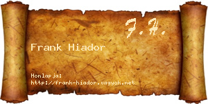 Frank Hiador névjegykártya